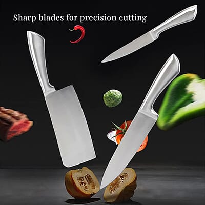 9PCS, Multi-Purpose Kitchen Knife Set with 360-Degree Rotating Acrylic Stand