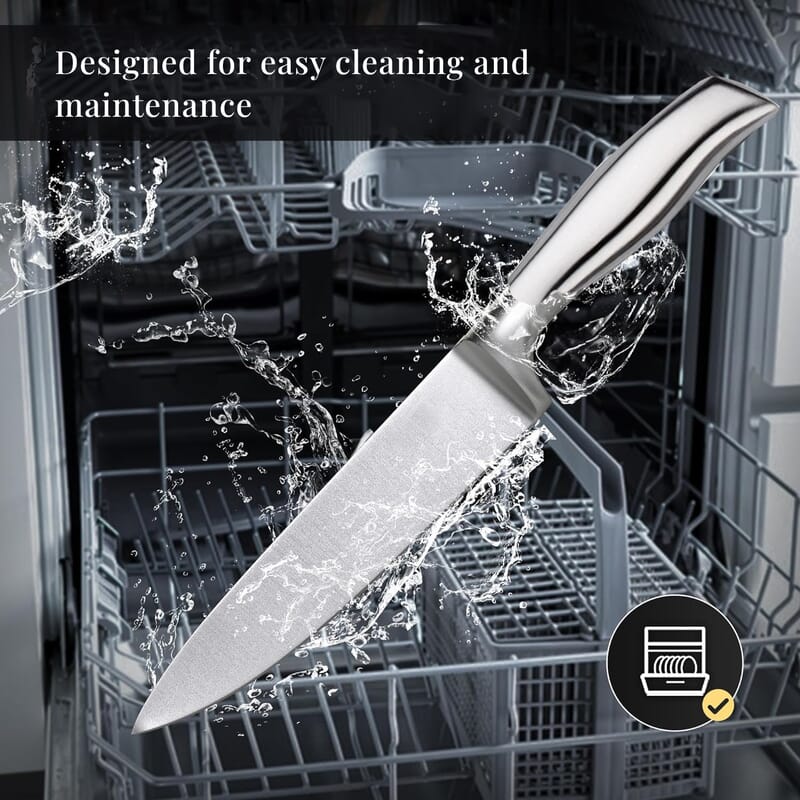 9PCS, Multi-Purpose Kitchen Knife Set with 360-Degree Rotating Acrylic Stand