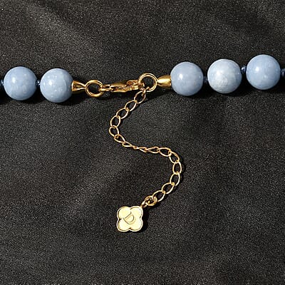 D'Joy Angelite Beaded Graduated Necklace 18-20 Inches in Vermeil Yellow Gold Over Sterling Silver 300.00 ctw