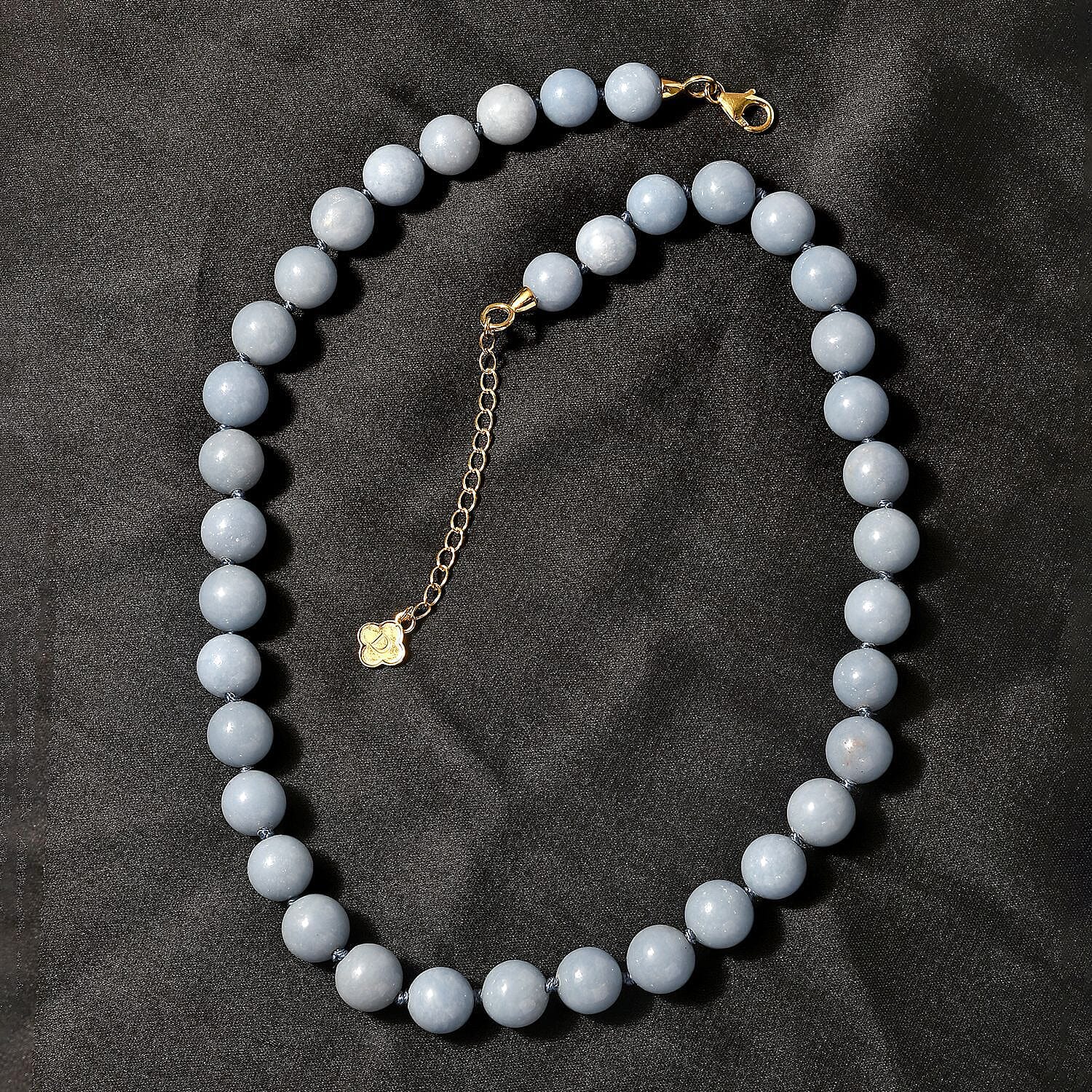 D'Joy Angelite Beaded Graduated Necklace 18-20 Inches in Vermeil Yellow Gold Over Sterling Silver 300.00 ctw