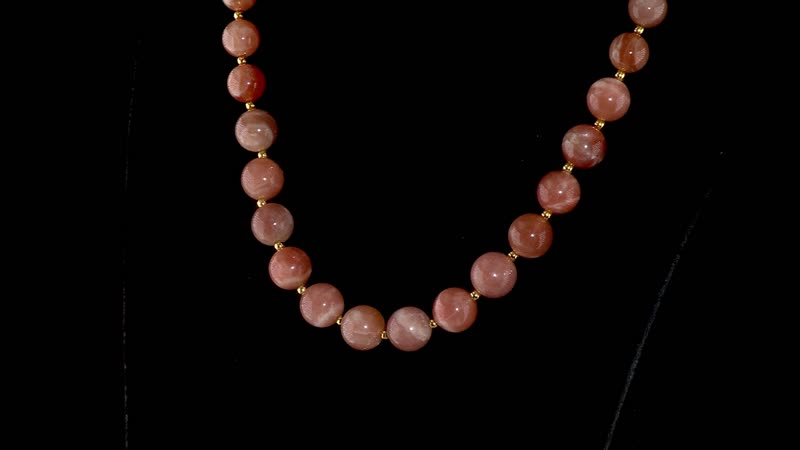 D'Joy Peach Moonstone Beaded Graduation Necklace 18-20 Inches in Vermeil Yellow Gold Over Sterling Silver 292.90 ctw