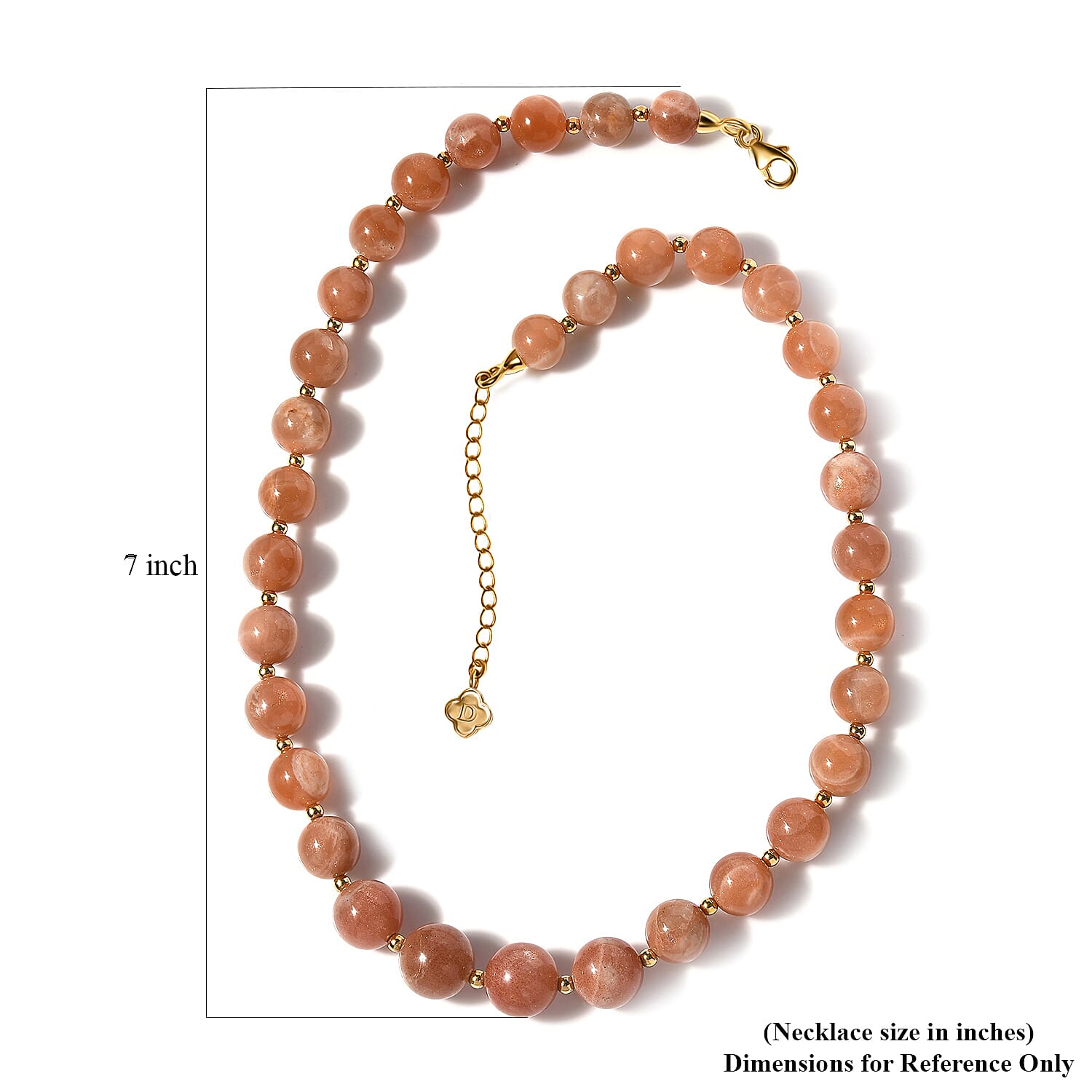 D'Joy Peach Moonstone Beaded Graduation Necklace 18-20 Inches in Vermeil Yellow Gold Over Sterling Silver 292.90 ctw