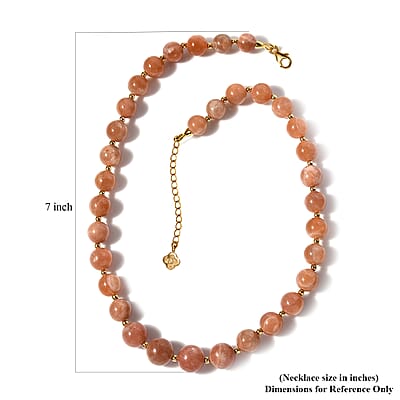 D'Joy Peach Moonstone Beaded Graduation Necklace 18-20 Inches in Vermeil Yellow Gold Over Sterling Silver 292.90 ctw
