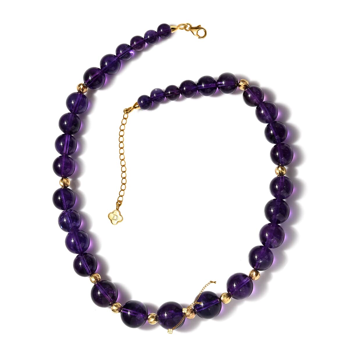 D'Joy African Amethyst 7-16mm Beaded Graduation Necklace 18-20 Inches in Vermeil Yellow Gold Over Sterling Silver 416.00 ctw image number 0