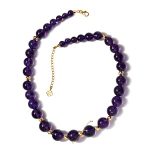 D'Joy African Amethyst 7-16mm Beaded Graduation Necklace 18-20 Inches in Vermeil Yellow Gold Over Sterling Silver 416.00 ctw