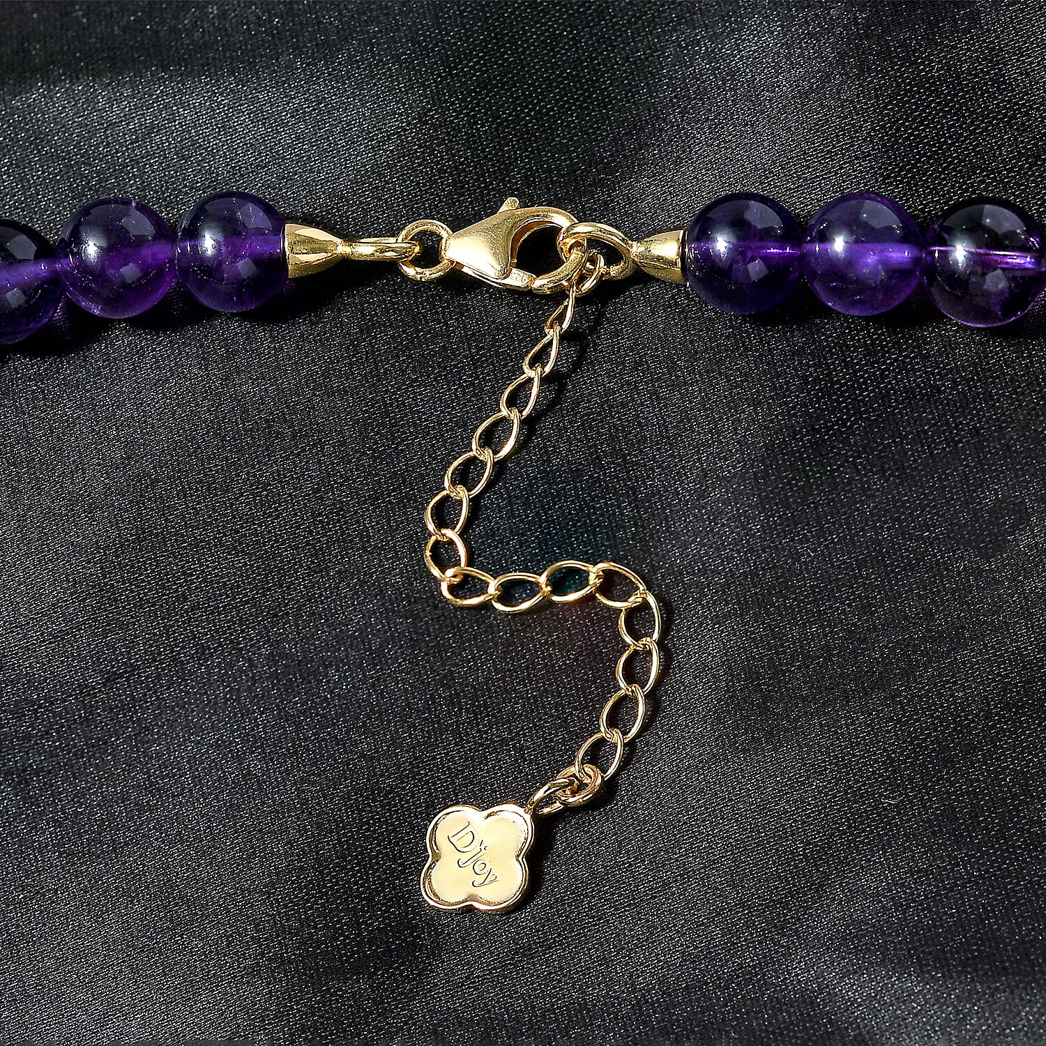 D'Joy African Amethyst 7-16mm Beaded Graduation Necklace 18-20 Inches in Vermeil Yellow Gold Over Sterling Silver 416.00 ctw
