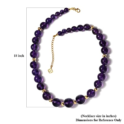 D'Joy African Amethyst 7-16mm Beaded Graduation Necklace 18-20 Inches in Vermeil Yellow Gold Over Sterling Silver 416.00 ctw