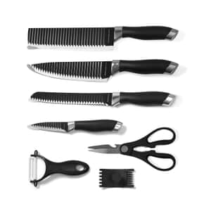 Set of 7 Non-stick Knife Set (Slim Cleaver, Chef Carving Knife, Paring Knife, Scissor, Ceramic Peeler, Finger Protector)