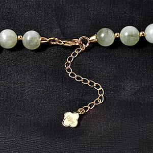 Green Kunzite Beaded Graduated Necklace 18-20 Inches in Vermeil Yellow Gold Over Sterling Silver 375.00 ctw