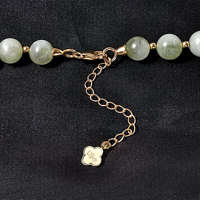 Green Kunzite Beaded Graduated Necklace 18-20 Inches in Vermeil Yellow Gold Over Sterling Silver 375.00 ctw