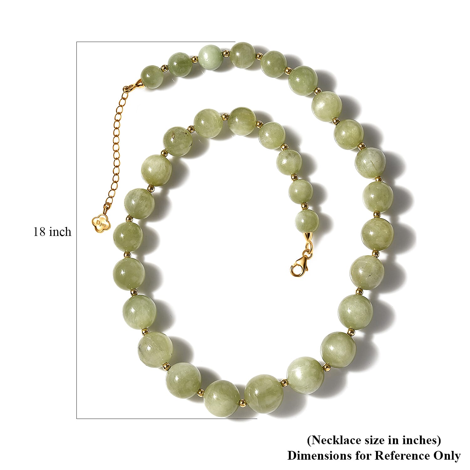 Green Kunzite Beaded Graduated Necklace 18-20 Inches in Vermeil Yellow Gold Over Sterling Silver 375.00 ctw