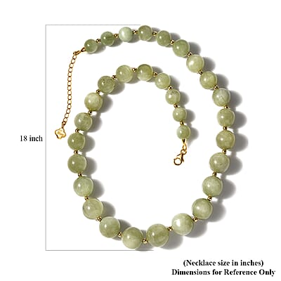Green Kunzite Beaded Graduated Necklace 18-20 Inches in Vermeil Yellow Gold Over Sterling Silver 375.00 ctw