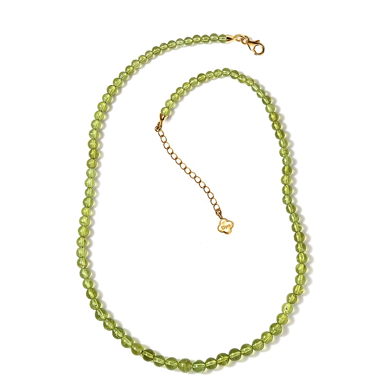 D'Joy Peridot Beaded Graduated Necklace 18-20 Inches in Vermeil Yellow Gold Over Sterling Silver 100.00 ctw