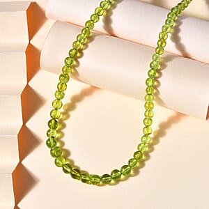 D'Joy Peridot Beaded Graduated Necklace 18-20 Inches in Vermeil Yellow Gold Over Sterling Silver 100.00 ctw