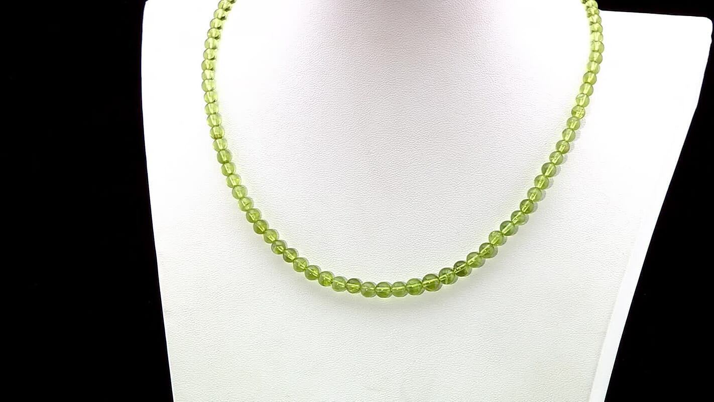 D'Joy Peridot Beaded Graduated Necklace 18-20 Inches in Vermeil Yellow Gold Over Sterling Silver 100.00 ctw