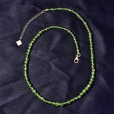 D'Joy Peridot Beaded Graduated Necklace 18-20 Inches in Vermeil Yellow Gold Over Sterling Silver 100.00 ctw