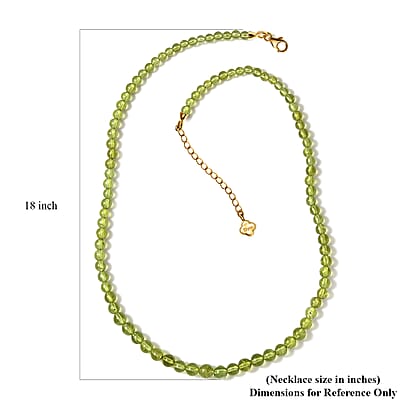 D'Joy Peridot Beaded Graduated Necklace 18-20 Inches in Vermeil Yellow Gold Over Sterling Silver 100.00 ctw