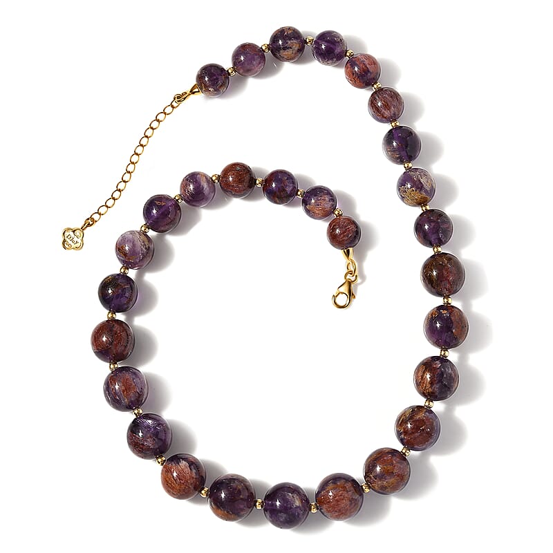 D'Joy Cacoxenite Beaded Graduated Necklace 18-20 Inches in Vermeil Yellow Gold Over Sterling Silver 533.30 ctw