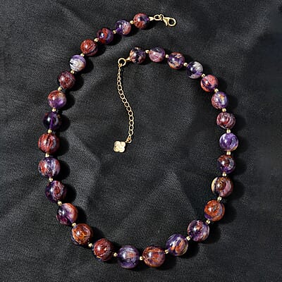 D'Joy Cacoxenite Beaded Graduated Necklace 18-20 Inches in Vermeil Yellow Gold Over Sterling Silver 533.30 ctw