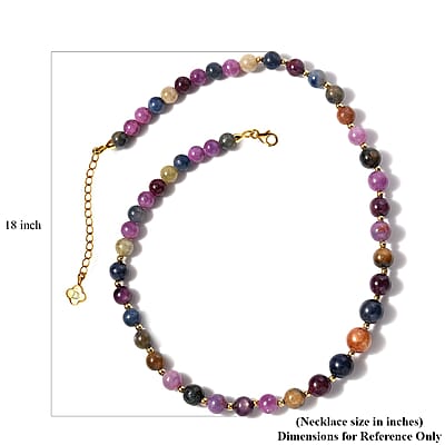 D'Joy Multi Sapphire Beaded Graduated Necklace 18-20 Inches in Vermeil Yellow Gold Over Sterling Silver 250.00 ctw