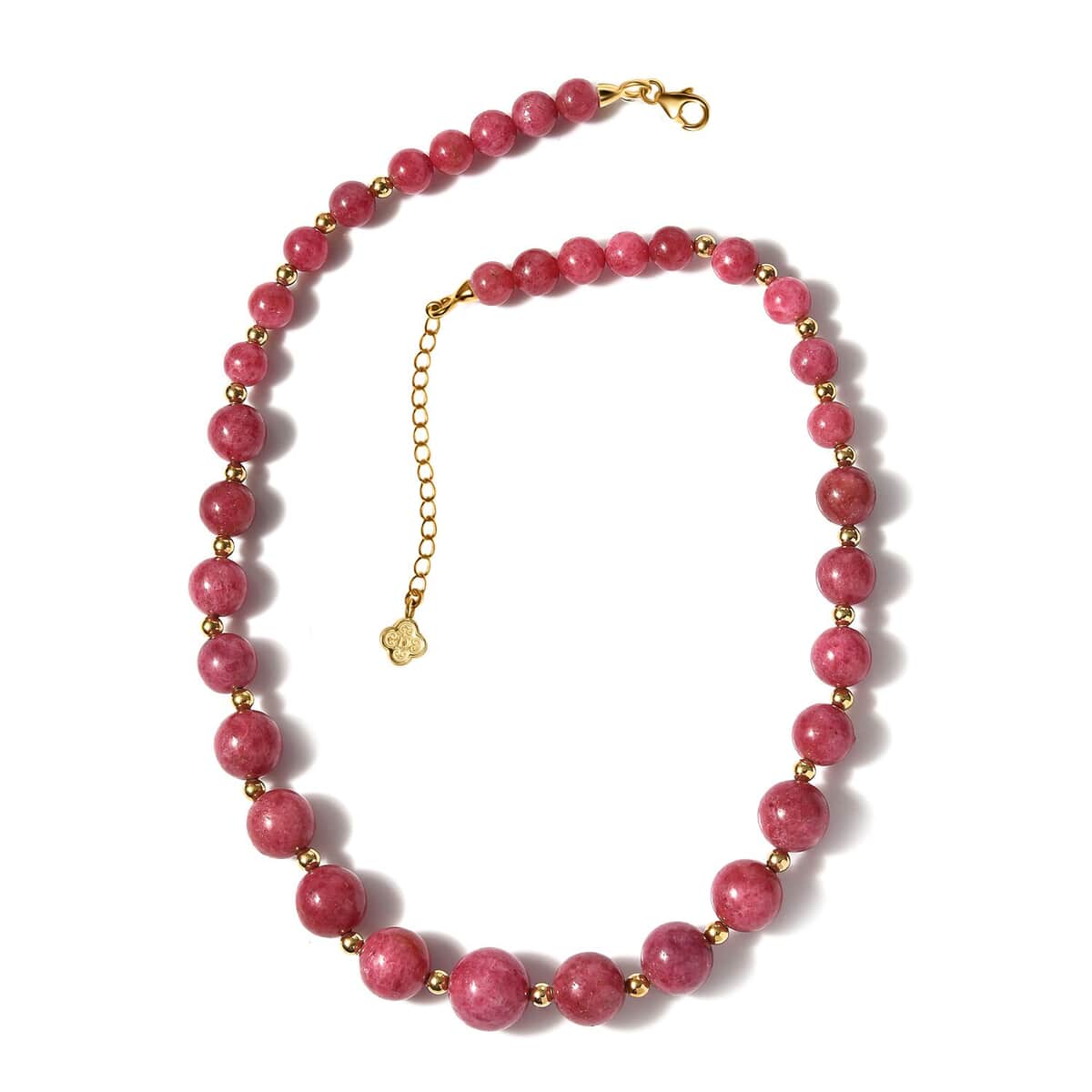 JCK Deal D'Joy Rhodonite Beaded Necklace 18-20 Inches in Vermeil Yellow Gold Over Sterling Silver 330.00 ctw image number 0