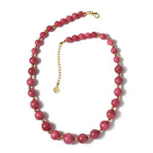 Rhodonite Beaded Necklace 18-20 Inches in Vermeil Yellow Gold Over Sterling Silver 330.00 ctw