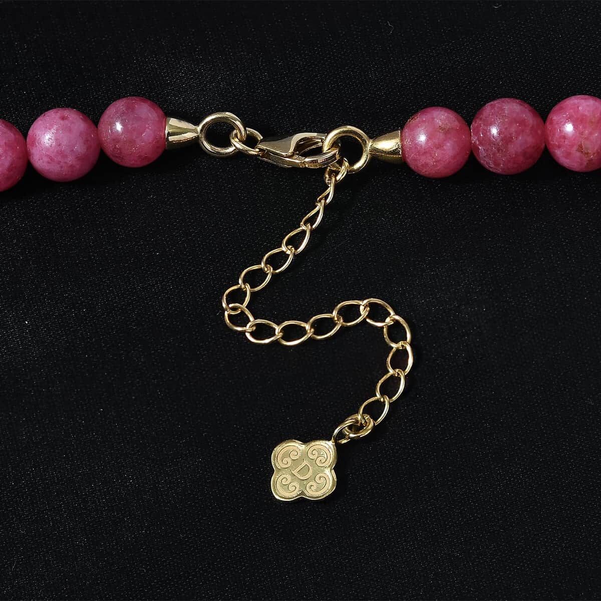 JCK Deal D'Joy Rhodonite Beaded Necklace 18-20 Inches in Vermeil Yellow Gold Over Sterling Silver 330.00 ctw image number 3