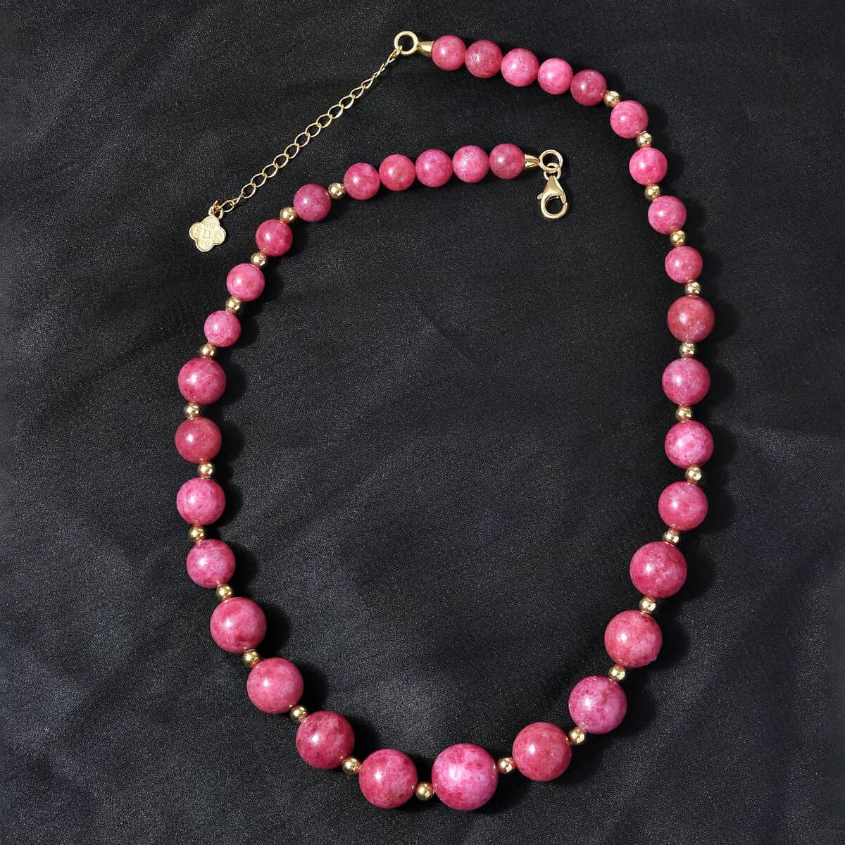 JCK Deal D'Joy Rhodonite Beaded Necklace 18-20 Inches in Vermeil Yellow Gold Over Sterling Silver 330.00 ctw image number 4