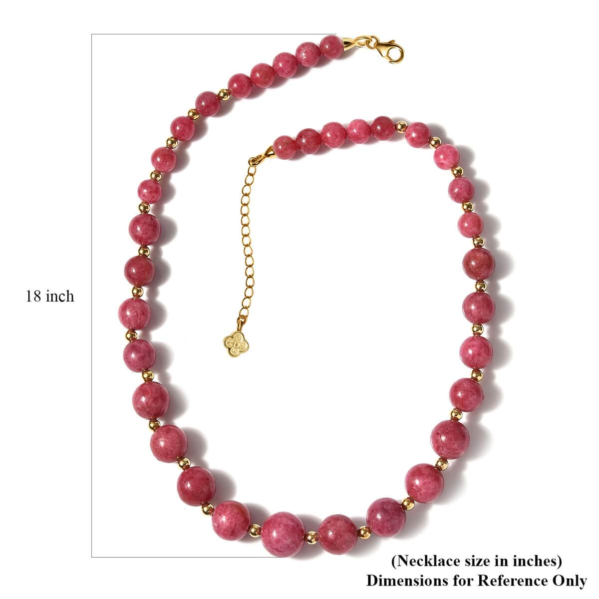 JCK Deal D'Joy Rhodonite Beaded Necklace 18-20 Inches in Vermeil Yellow Gold Over Sterling Silver 330.00 ctw image number 5