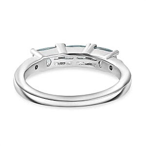 Paraiba Apatite and Moissanite 0.89 ctw Band Ring in Platinum Over Sterling Silver (Size 8)