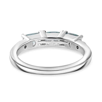 Paraiba Apatite and Moissanite 0.89 ctw Band Ring in Platinum Over Sterling Silver (Size 8)