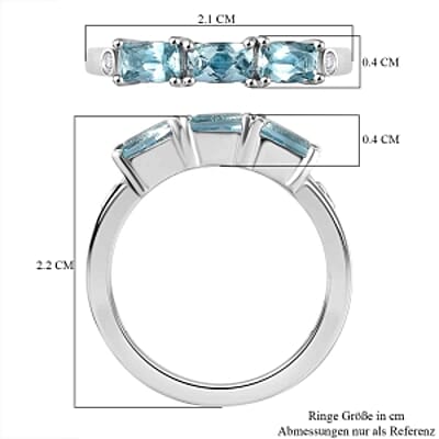 Paraiba Apatite and Moissanite 0.89 ctw Band Ring in Platinum Over Sterling Silver (Size 8)