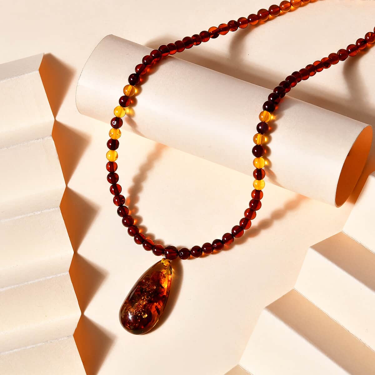 Baltic Amber Beaded Adjustable Necklace 18 Inches image number 1