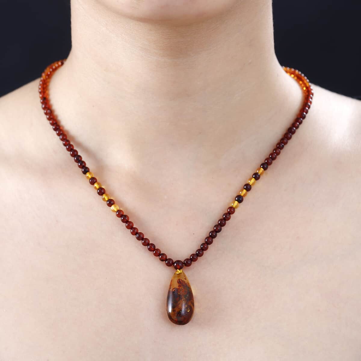 Baltic Amber Beaded Adjustable Necklace 18 Inches image number 2