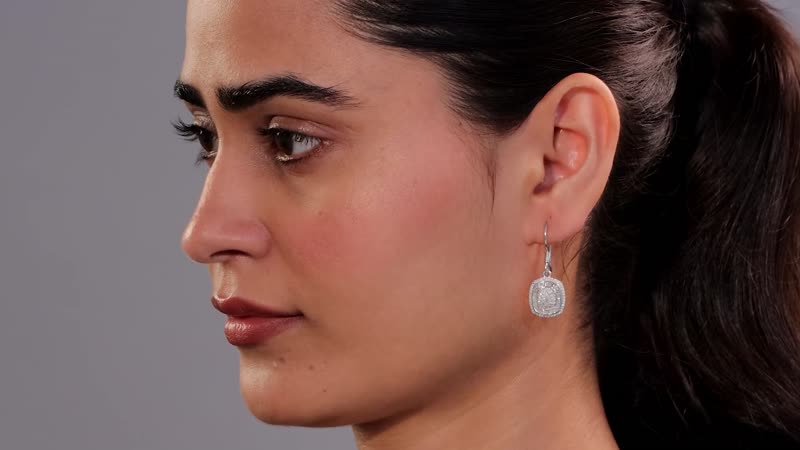 Diamond 1.00 ctw Lever Back Earrings in Rhodium Over Sterling Silver