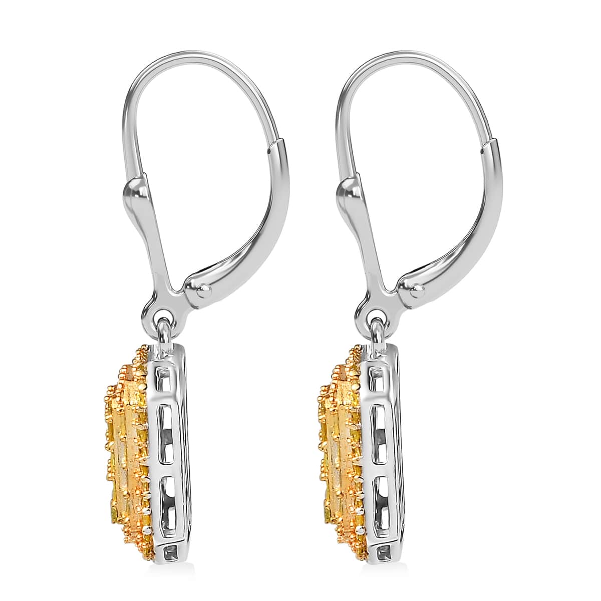 Yellow Diamond 1.00 ctw Lever Back Earrings in Rhodium Over Sterling Silver image number 3