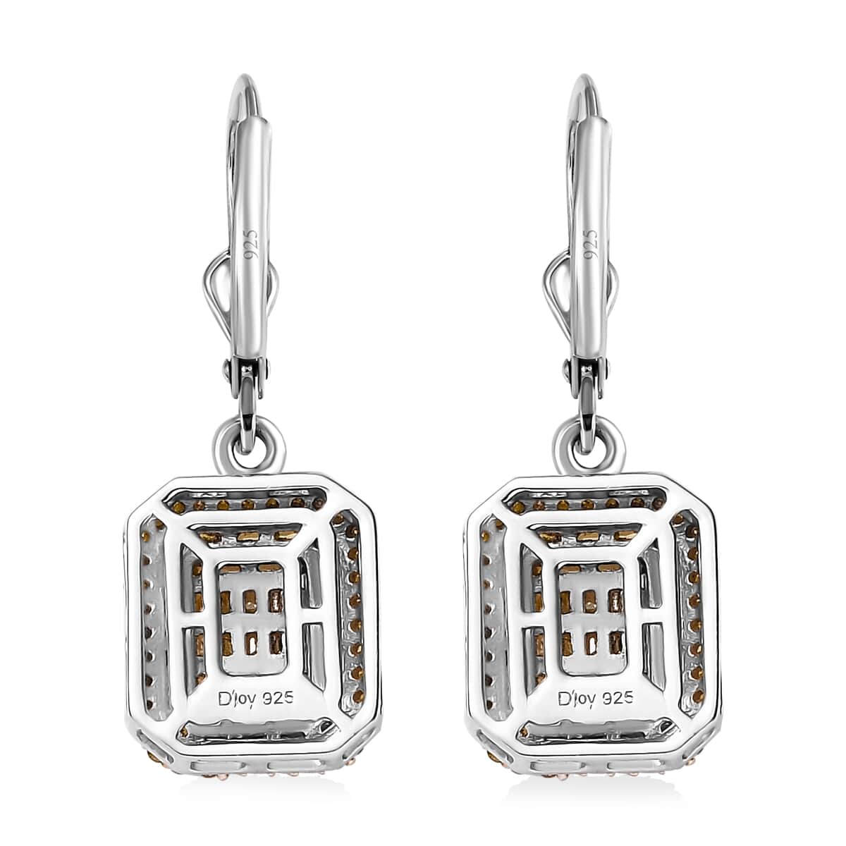 Yellow Diamond 1.00 ctw Lever Back Earrings in Rhodium Over Sterling Silver image number 4