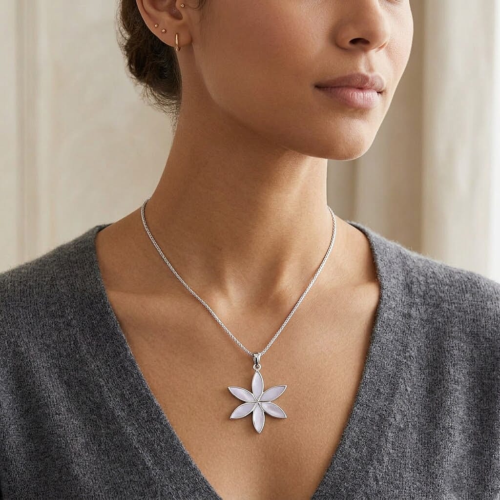 Mother Of Pearl Pendant without Chain in Sterling Silver