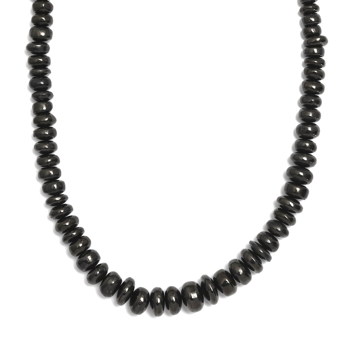 Elite Shungite Beaded Necklace 18-20 Inches in Rhodium Over Sterling Silver 155.00 ctw image number 0