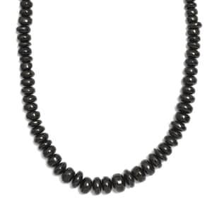 Elite Shungite Beaded Necklace 18-20 Inches in Rhodium Over Sterling Silver 155.00 ctw