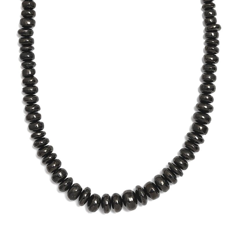 Elite Shungite 155.00 ctw Beaded Necklace in Rhodium Over Sterling Silver 18-20 Inches