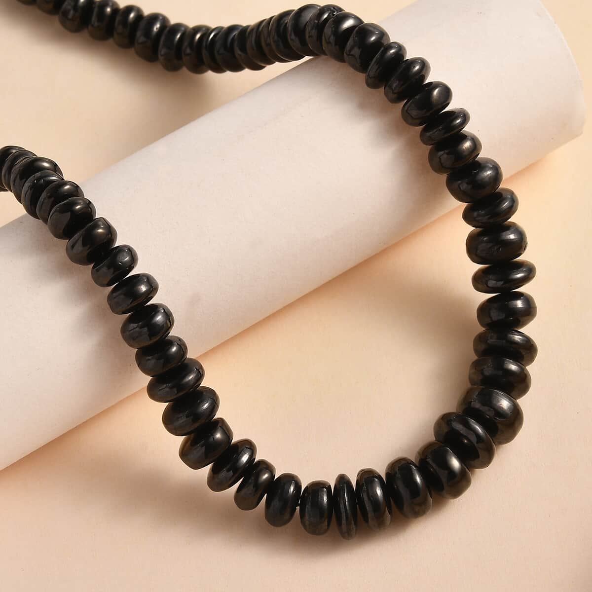 Elite Shungite Beaded Necklace 18-20 Inches in Rhodium Over Sterling Silver 155.00 ctw image number 1