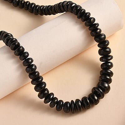Elite Shungite 155.00 ctw Beaded Necklace in Rhodium Over Sterling Silver 18-20 Inches