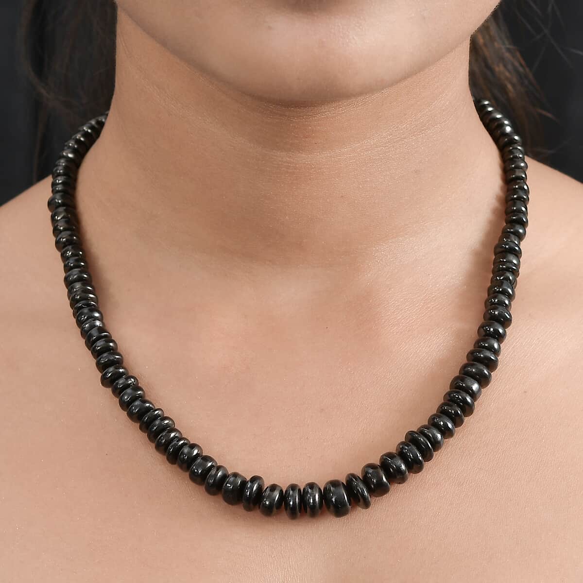 Elite Shungite Beaded Necklace 18-20 Inches in Rhodium Over Sterling Silver 155.00 ctw image number 2