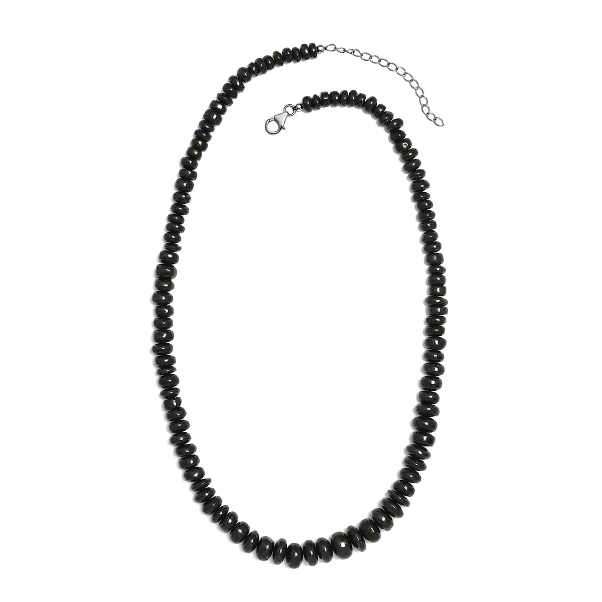Elite Shungite Beaded Necklace 18-20 Inches in Rhodium Over Sterling Silver 155.00 ctw image number 3