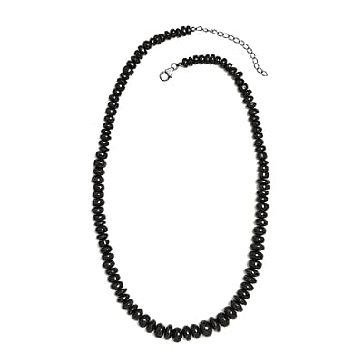 Elite Shungite 155.00 ctw Beaded Necklace in Rhodium Over Sterling Silver 18-20 Inches
