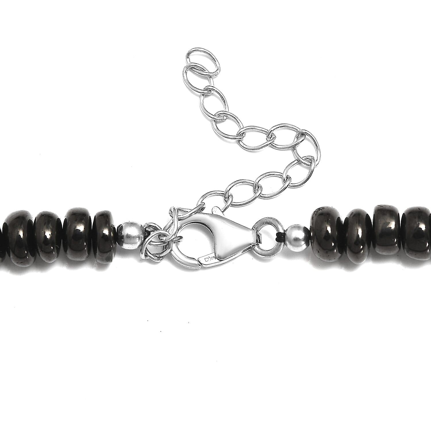 Elite Shungite 155.00 ctw Beaded Necklace in Rhodium Over Sterling Silver 18-20 Inches