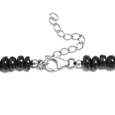 Elite Shungite 155.00 ctw Beaded Necklace in Rhodium Over Sterling Silver 18-20 Inches