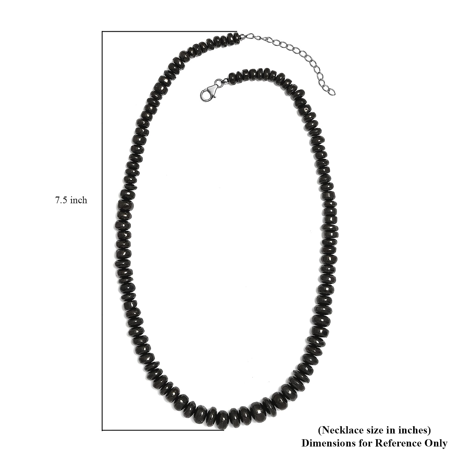 Elite Shungite 155.00 ctw Beaded Necklace in Rhodium Over Sterling Silver 18-20 Inches