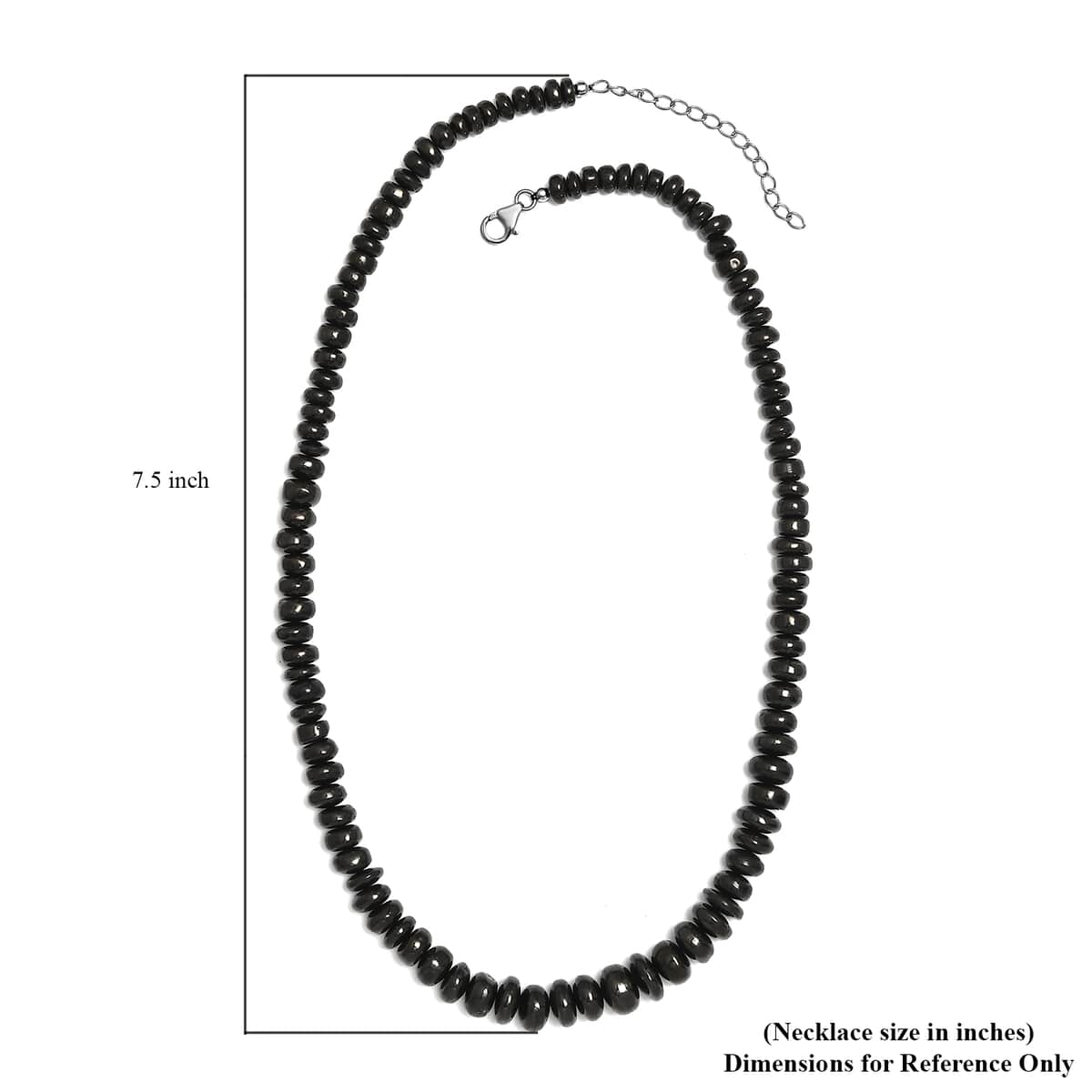 Elite Shungite Beaded Necklace 18-20 Inches in Rhodium Over Sterling Silver 155.00 ctw image number 5